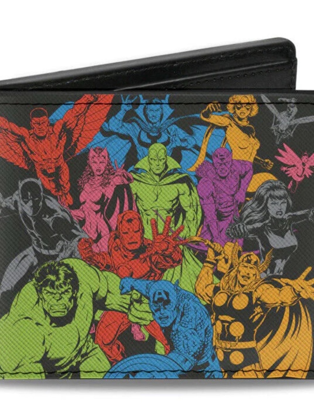 Men's Black Superhero Print Bifold Wallet